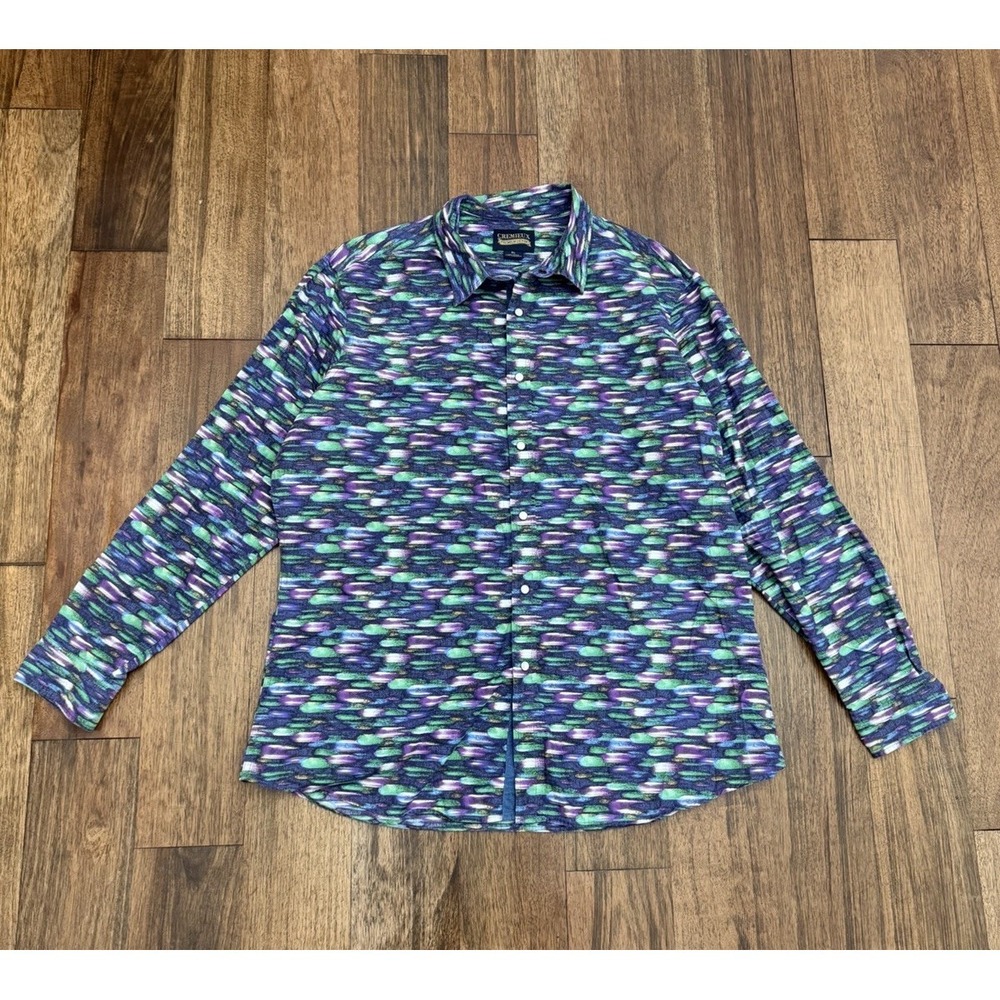 Cremieux Premium Denim Button Down Long Sleeve Multicolor Shirt Mens XL